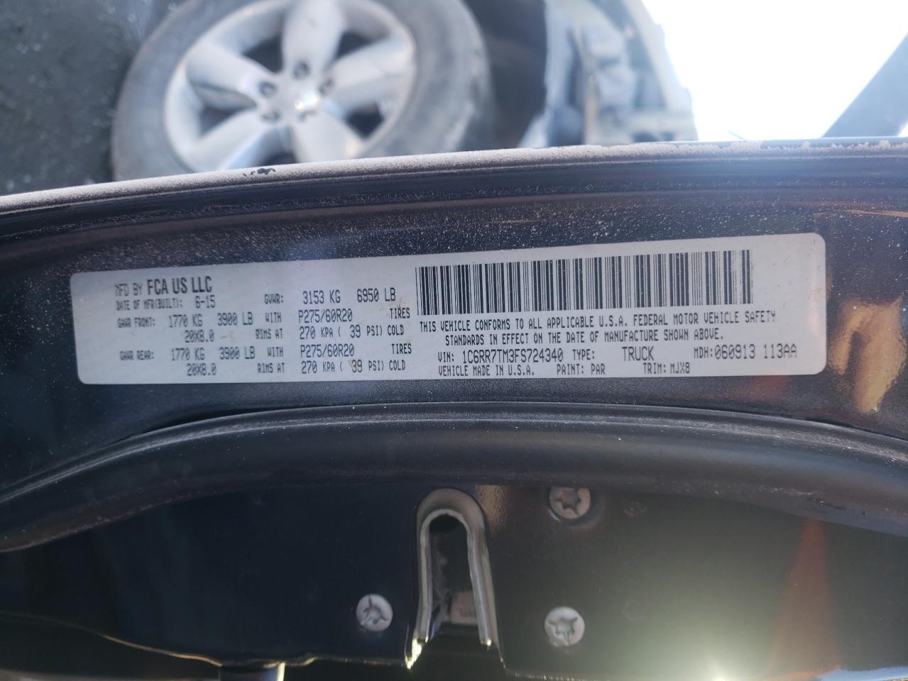 Photo 10 from auction – 2015 RAM 1500 SLT with VIN 1C6RR7TM3FS724340