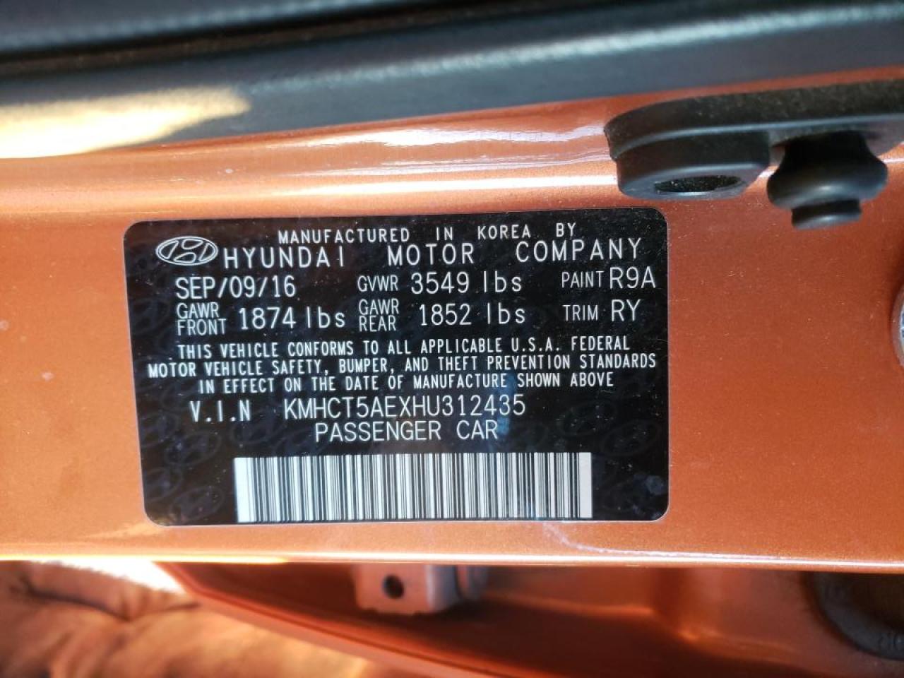 Photo 10 from auction – 2017 HYUNDAI ACCENT SE with VIN KMHCT5AEXHU312435