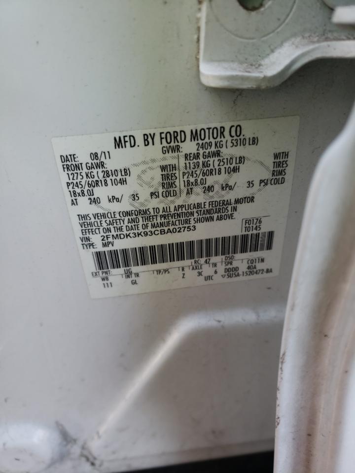 Photo 10 from auction – 2012 FORD EDGE LIMIT with VIN 2FMDK3K93CBA02753