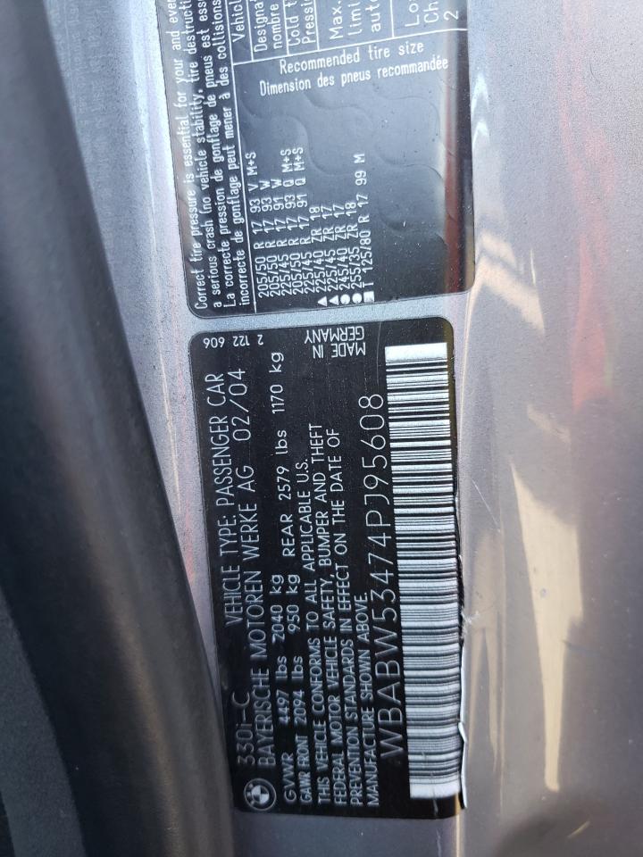 Photo 10 from auction – 2003 BMW 6 SERIES with VIN WBABW53474PJ95608
