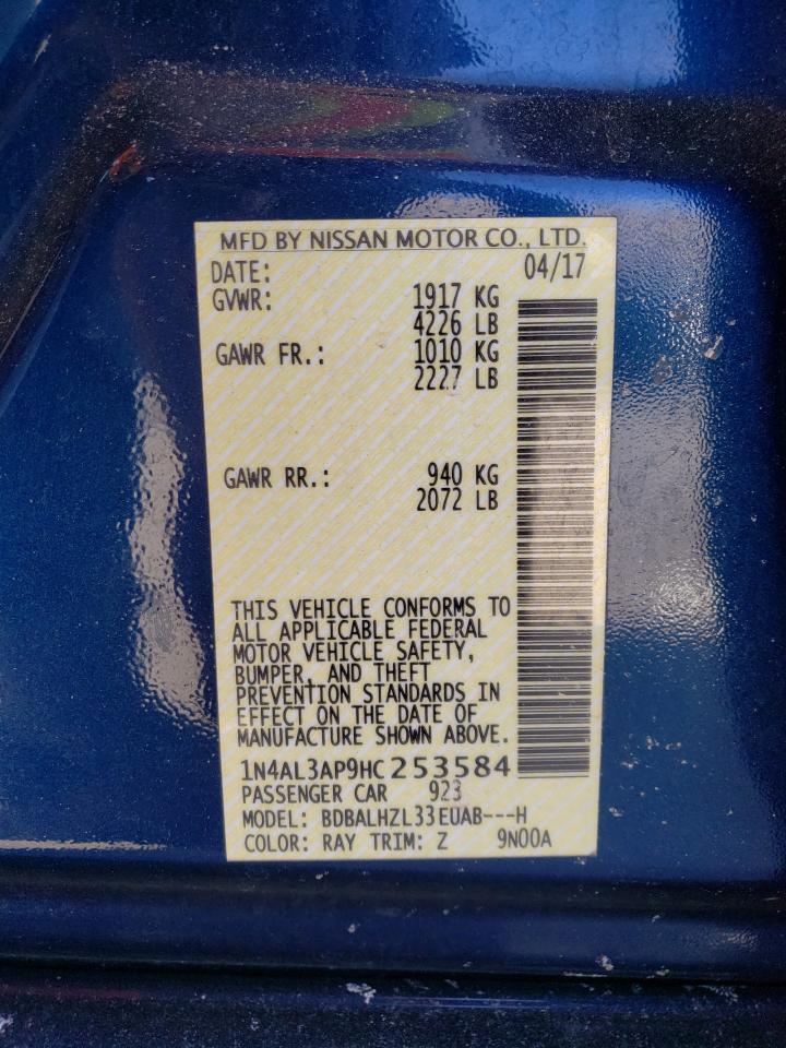 Photo 10 from auction – 2017 NISSAN ALTIMA 2.5 with VIN 1N4AL3AP9HC253584