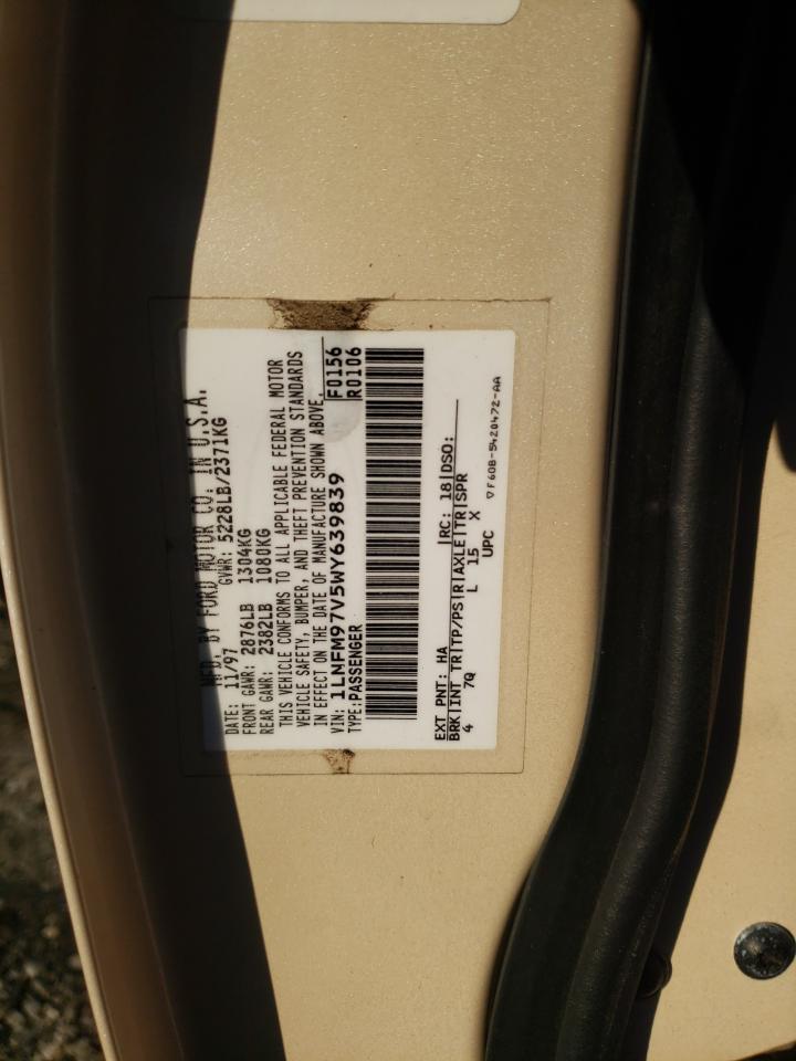 Photo 10 from auction – 1998 LINCOLN CONTINENTA with VIN 1LNFM97V5WY639839