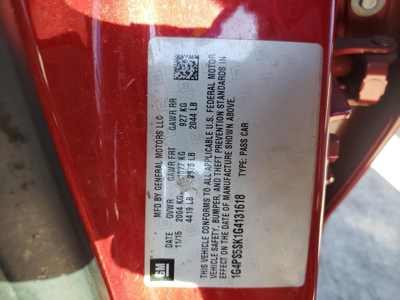 Photo 10 from auction – 2016 BUICK VERANO with VIN 1G4PS5SK1G4131618