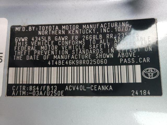Photo 10 from auction – 2008 TOYOTA CAMRY CE with VIN 4T4BE46K98R025060
