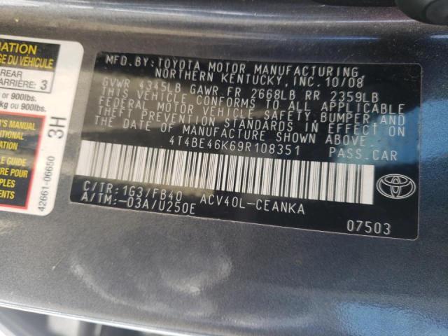 Photo 10 from auction – 2009 TOYOTA CAMRY BASE with VIN 4T4BE46K69R108351