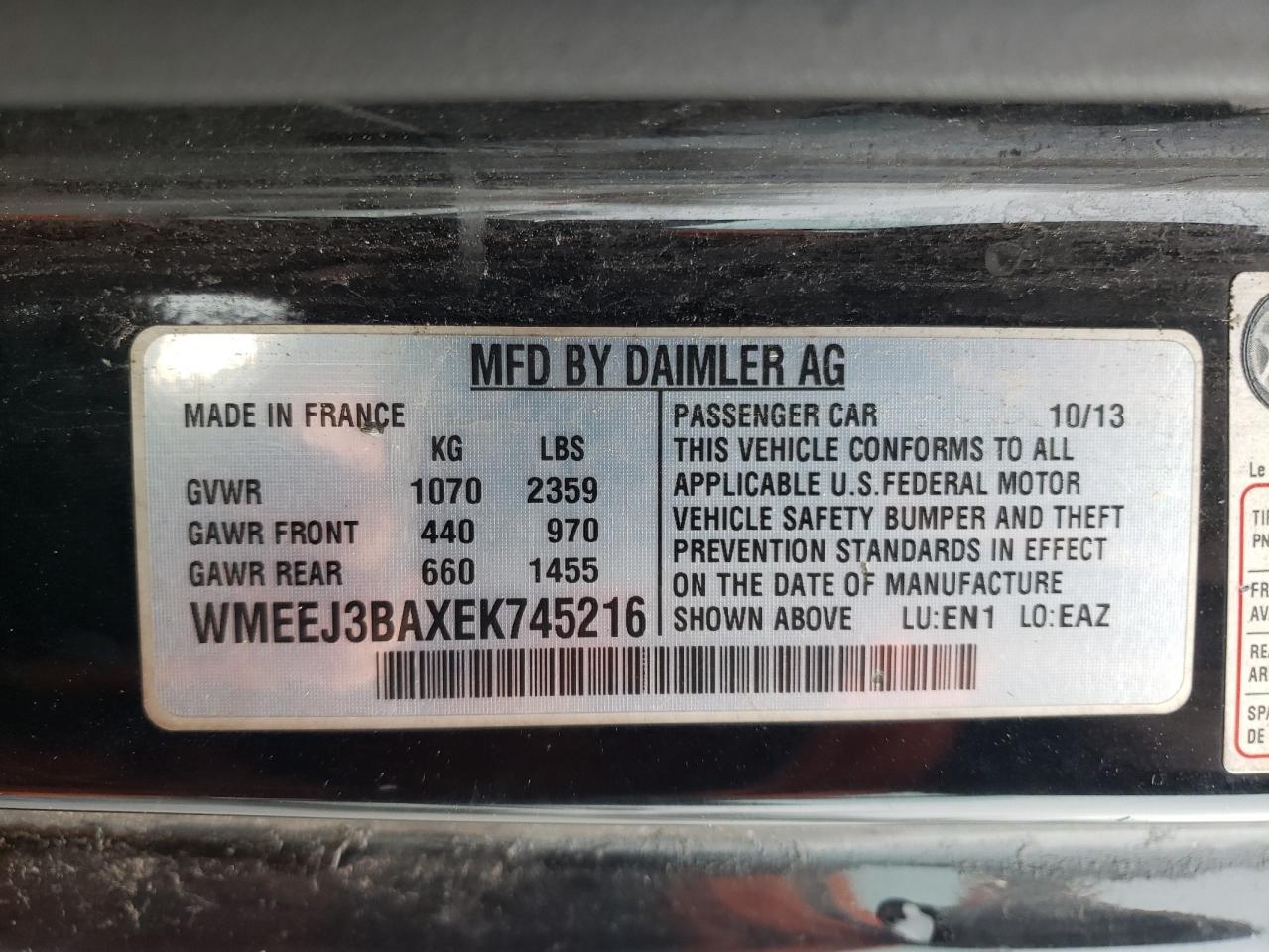 Photo 10 from auction – 2014 SMART FORTWO PUR with VIN WMEEJ3BAXEK745216