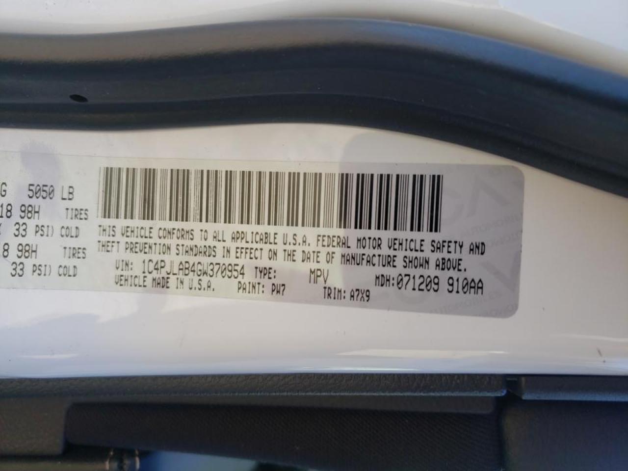 Photo 10 from auction – 2016 JEEP CHEROKEE S with VIN 1C4PJLAB4GW370954