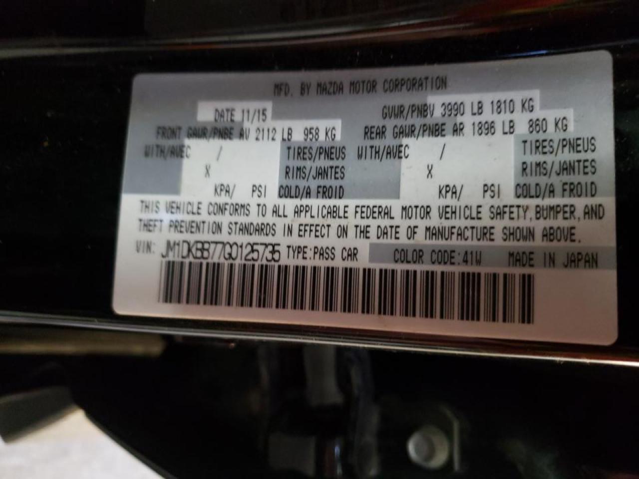 Photo 10 from auction – 2016 MAZDA CX-3 SPORT with VIN JM1DKBB77G0125735