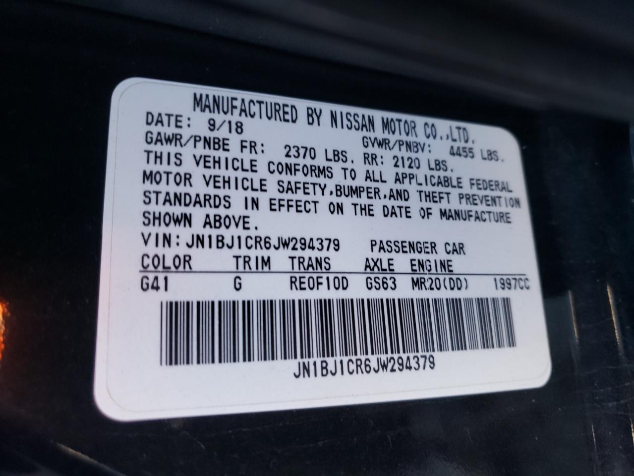 Photo 10 from auction – 2018 NISSAN ROGUE with VIN JN1BJ1CR6JW294379