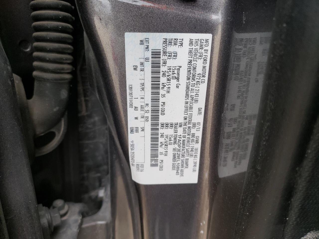 Photo 10 from auction – 2014 FORD FOCUS S with VIN 1FADP3E29EL108945