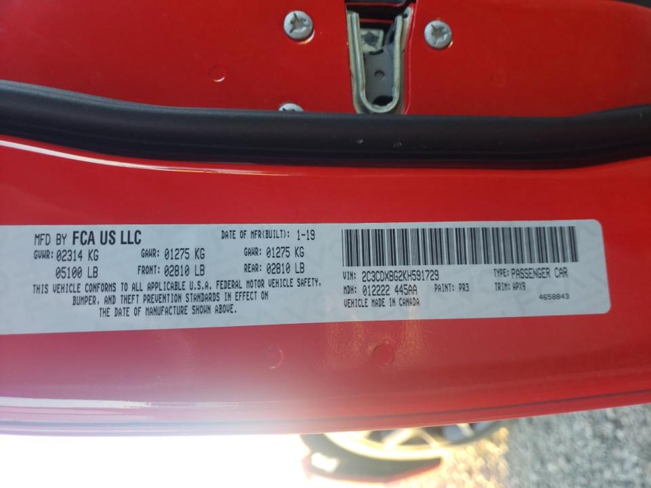 Photo 10 from auction – 2019 DODGE CHARGER SX with VIN 2C3CDXBG2KH591729