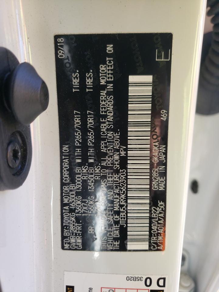 Photo 10 from auction – 2019 TOYOTA 4RUNNER SR with VIN JTEBU5JR9K5623903