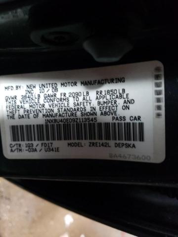 Photo 10 from auction – 2009 TOYOTA COROLLA BA with VIN 1NXBU40E09Z113545