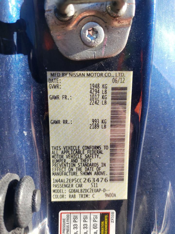 Zdjęcie 10 z aukcji – 2012 NISSAN ALTIMA S z VIN 1N4AL2EP5CC263476