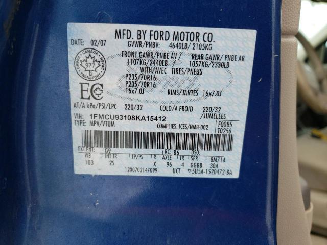 Photo 10 from auction – 2008 FORD ESCAPE XLT with VIN 1FMCU93108KA15412