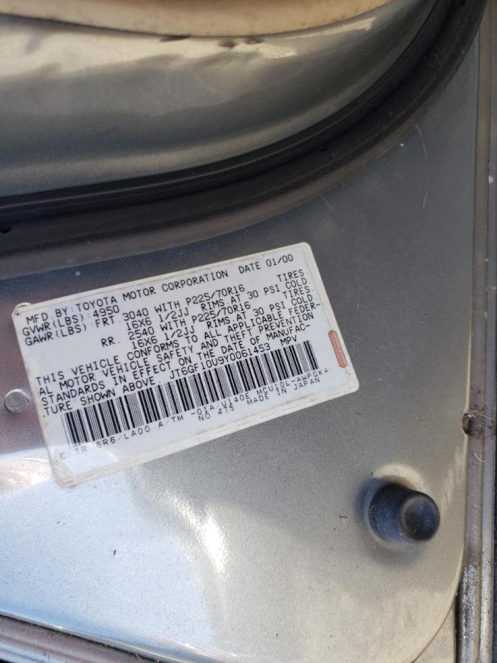 Photo 10 from auction – 2001 LEXUS RX 300 with VIN JT6GF10U9Y0061453