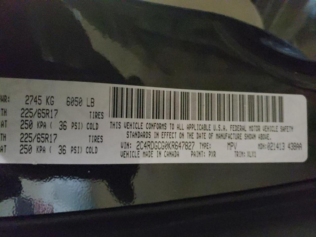 Photo 10 from auction – 2019 DODGE GRAND CARA with VIN 2C4RDGCG0KR647827