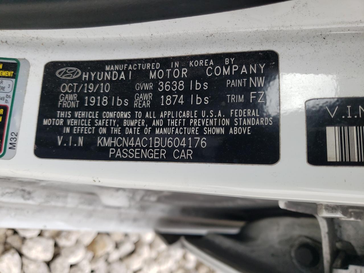 Photo 10 from auction – 2011 HYUNDAI ACCENT GLS with VIN KMHCN4AC1BU604176