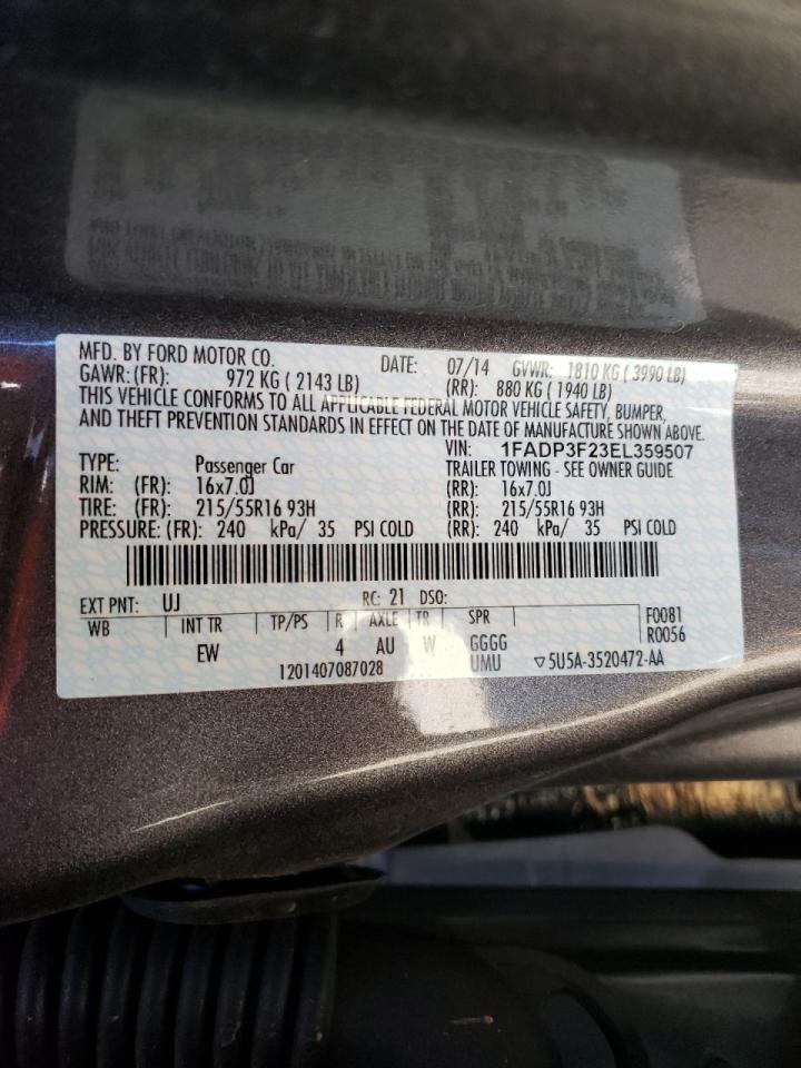 Photo 10 from auction – 2014 FORD FOCUS SE with VIN 1FADP3F23EL359507