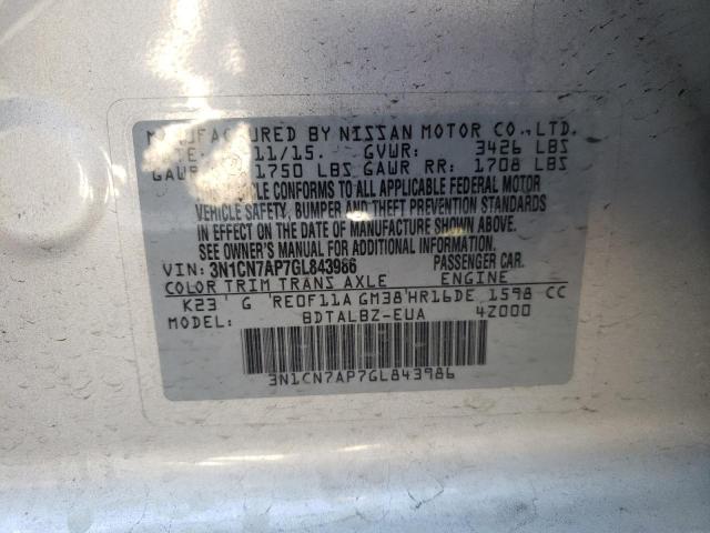 Photo 10 from auction – 2016 NISSAN VERSA S with VIN 3N1CN7AP7GL843986