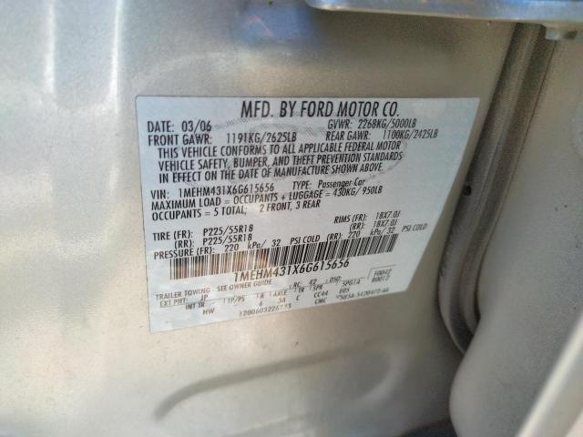 Photo 10 from auction – 2006 MERCURY MONTEGO PR with VIN 1MEHM431X6G615656