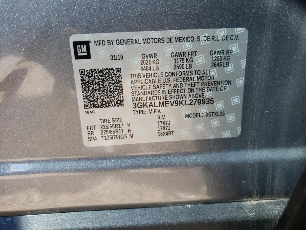 Photo 10 from auction – 2019 GMC TERRAIN SL with VIN 3GKALMEV9KL279935