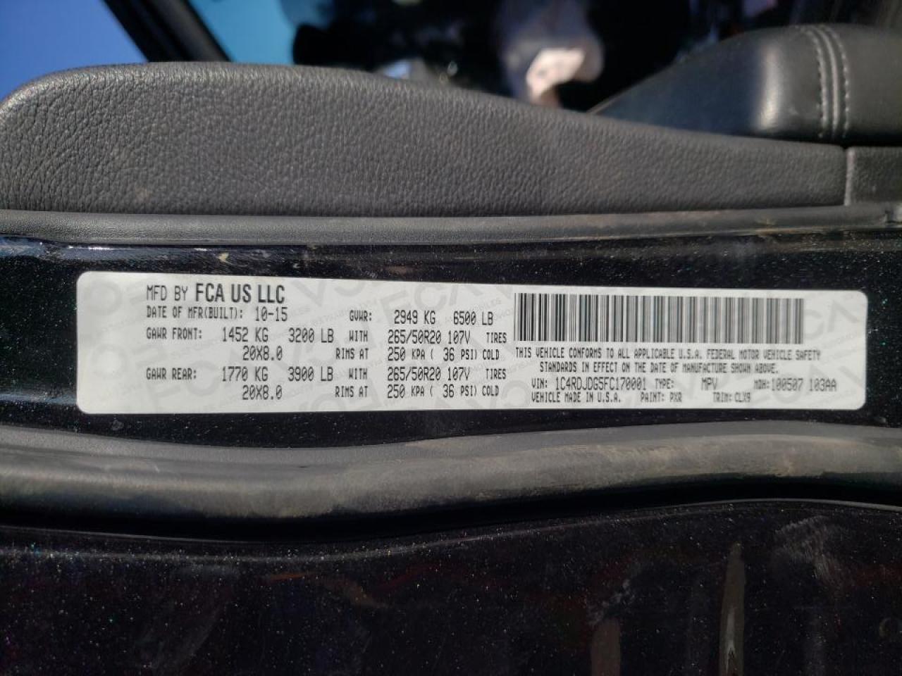 Photo 10 from auction – 2015 DODGE DURANGO LI with VIN 1C4RDJDG5FC170001