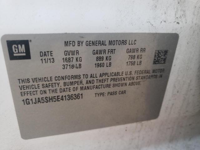 Photo 10 from auction – 2014 CHEVROLET SONIC LS with VIN 1G1JA5SH5E4136361