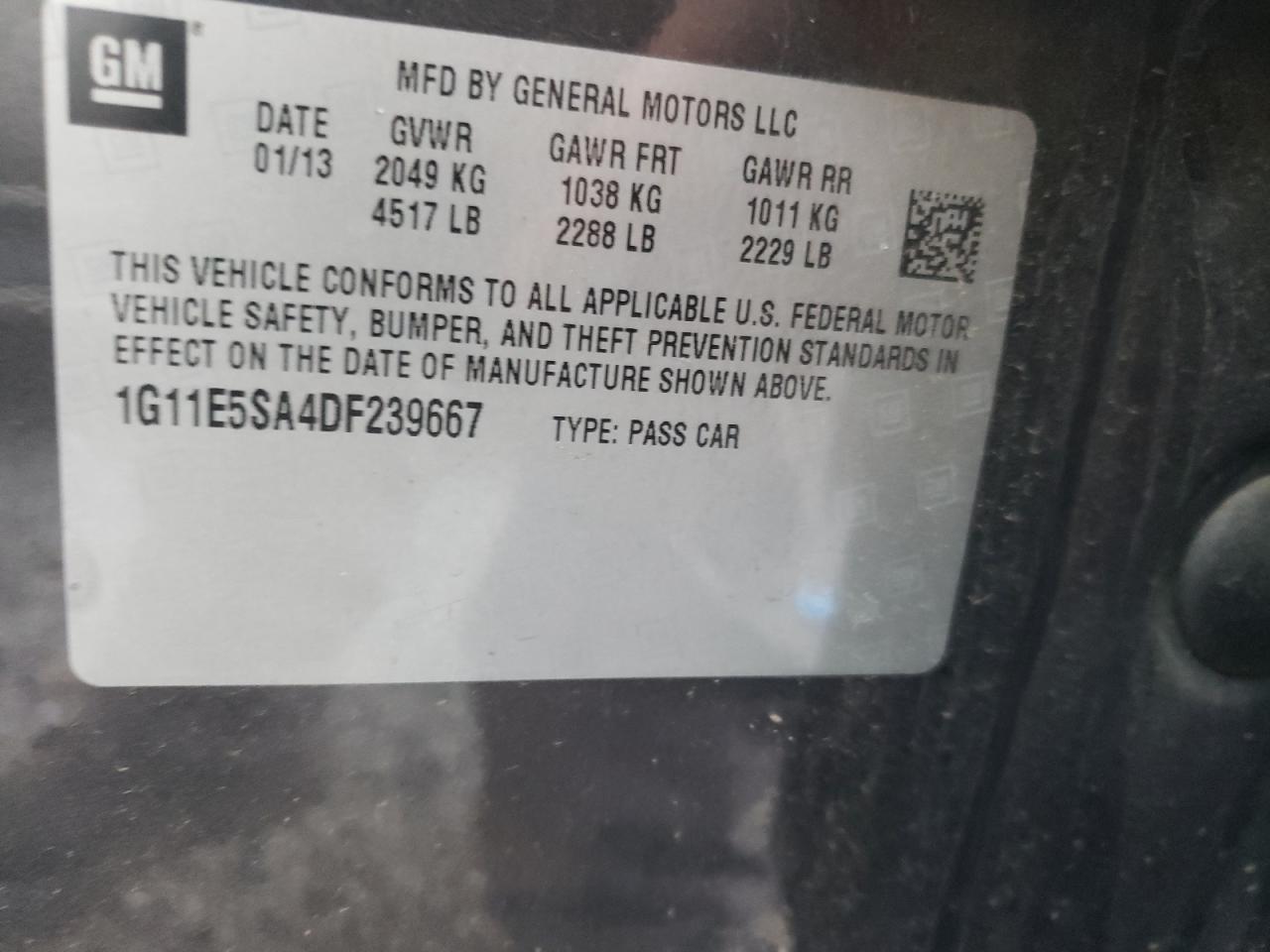 Photo 10 from auction – 2013 CHEVROLET MALIBU 2LT with VIN 1G11E5SA4DF239667