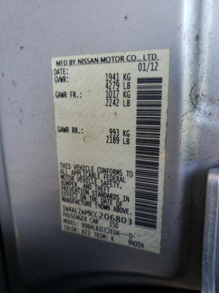 Photo 10 from auction – 2012 NISSAN ALTIMA BAS with VIN 1N4AL2AP9CC206803