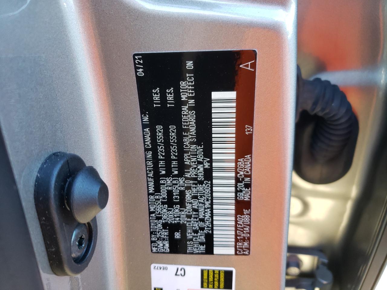 Photo 10 from auction – 2021 LEXUS RX 350 with VIN 2T2HZMAA1MC209052