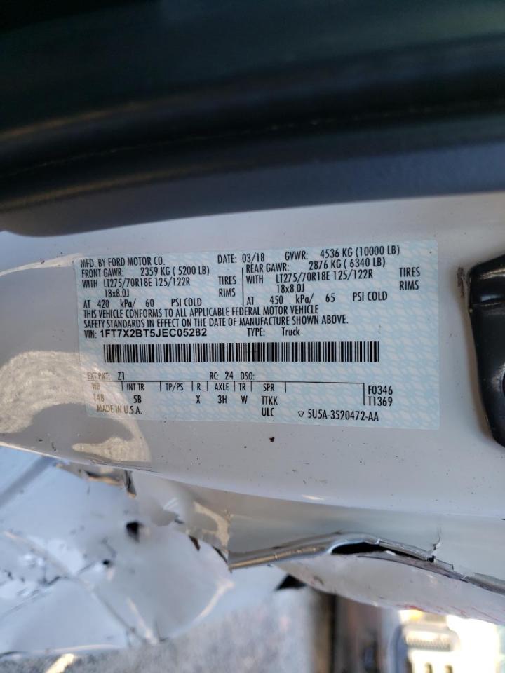 Photo 10 from auction – 2018 FORD F250 SUPER with VIN 1FT7X2BT5JEC05282