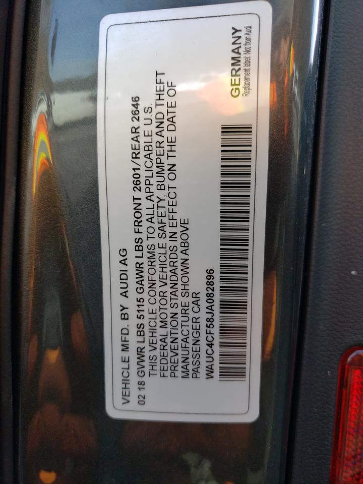 Photo 10 from auction – 2018 AUDI S5 PRESTIG with VIN WAUC4CF58JA082896