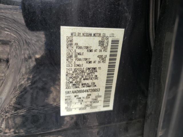 Photo 10 from auction – 2004 NISSAN ARMADA SE with VIN 5N1AA08B84N726653