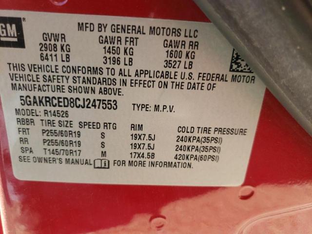 Photo 10 from auction – 2012 BUICK ENCLAVE with VIN 5GAKRCED8CJ247553