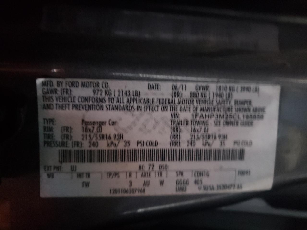 Zdjęcie 10 z aukcji – 2012 FORD FOCUS SEL z VIN 1FAHP3M25CL195856