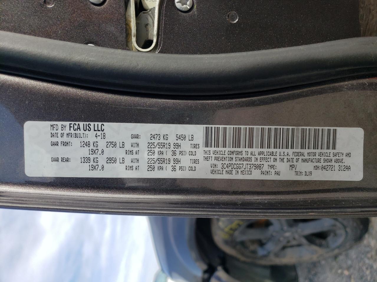 Photo 10 from auction – 2018 DODGE JOURNEY CR with VIN 3C4PDCGG7JT379087
