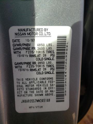 Photo 10 from auction – 1998 NISSAN PATHFINDER with VIN JN8AR05S7WW245148