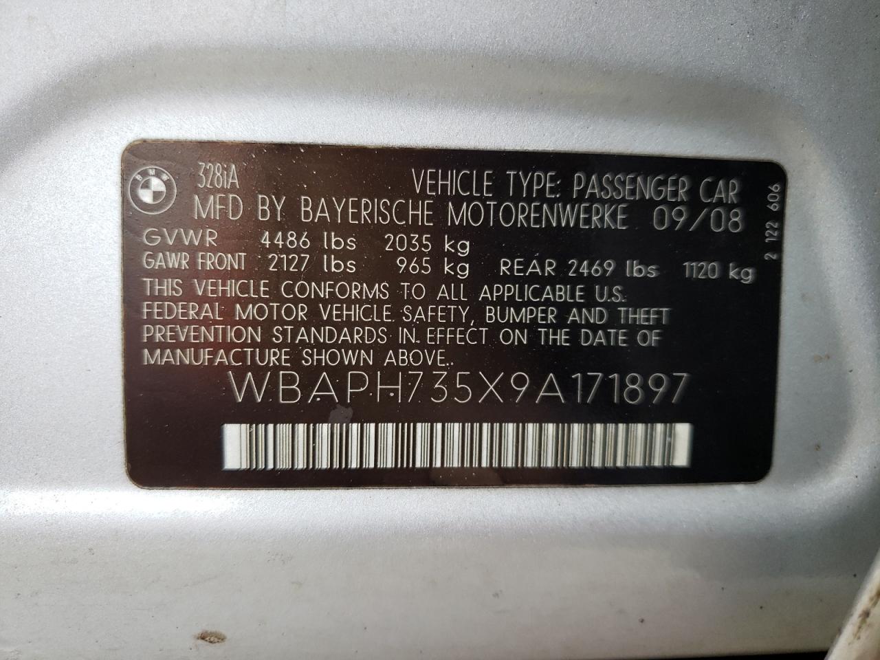 Photo 10 from auction – 2009 BMW 328 I with VIN WBAPH735X9A171897