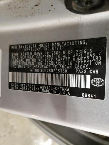 Photo 10 from auction – 2011 TOYOTA CAMRY BASE with VIN 4T1BF3EK2BU705358
