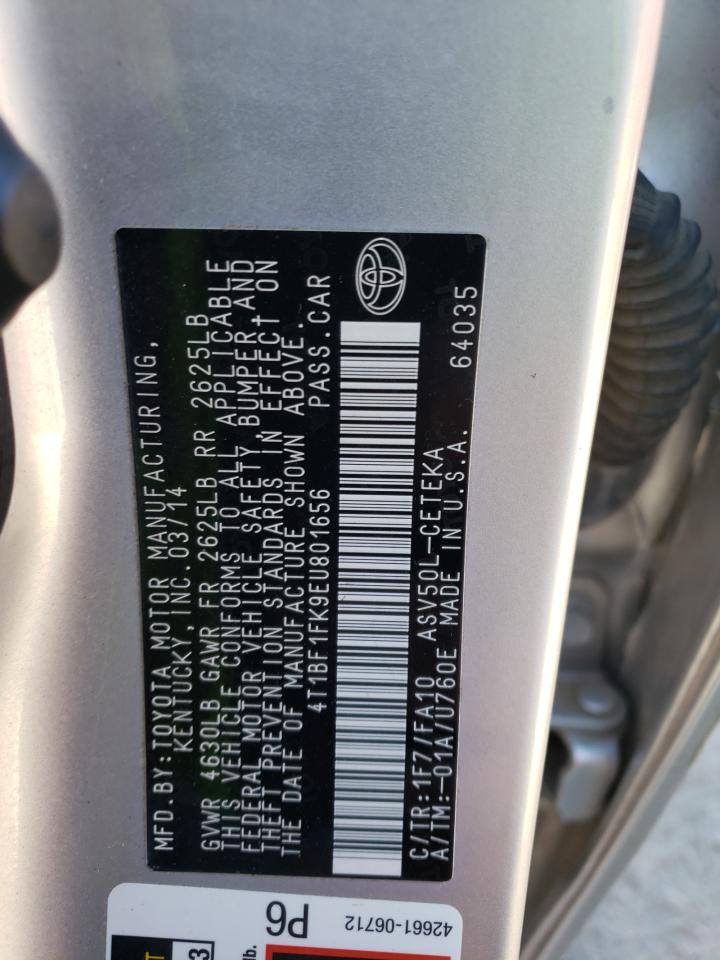 Photo 10 from auction – 2014 TOYOTA CAMRY L with VIN 4T1BF1FK9EU801656