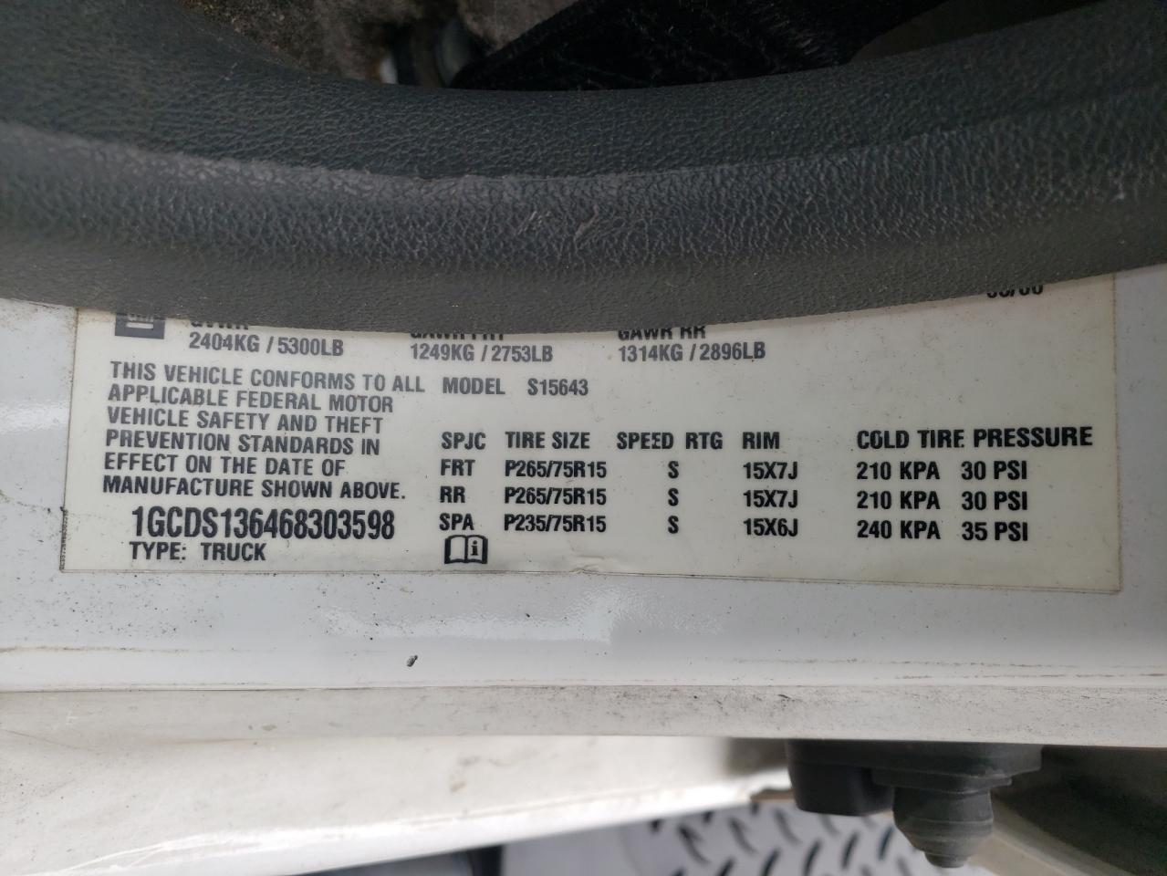 Photo 10 from auction – 2006 CHEVROLET COLORADO with VIN 1GCDS136468303598