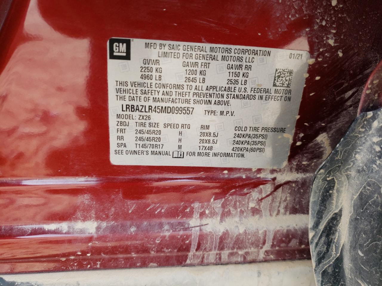 Photo 10 from auction – 2021 BUICK ENVISION P with VIN LRBAZLR45MD099557
