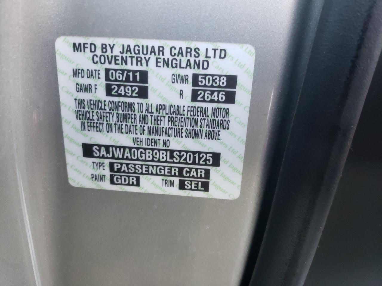 Photo 10 from auction – 2011 JAGUAR XF PREMIUM with VIN SAJWA0GB9BLS20125
