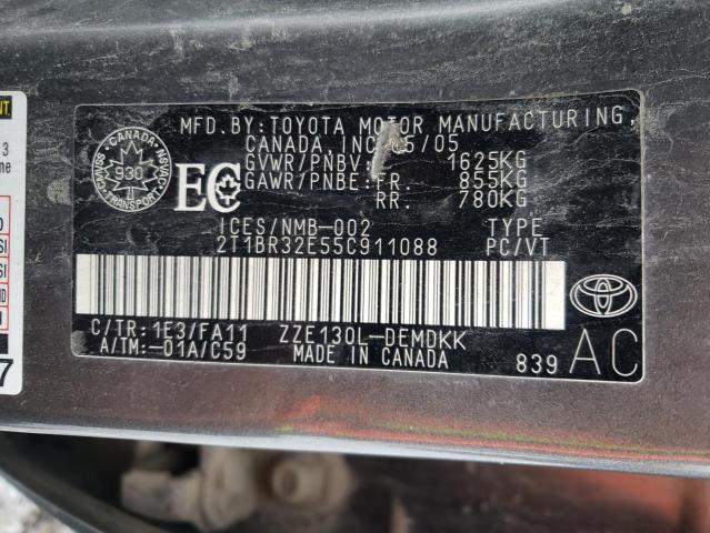 Photo 10 from auction – 2005 TOYOTA COROLLA CE with VIN 2T1BR32E55C911088