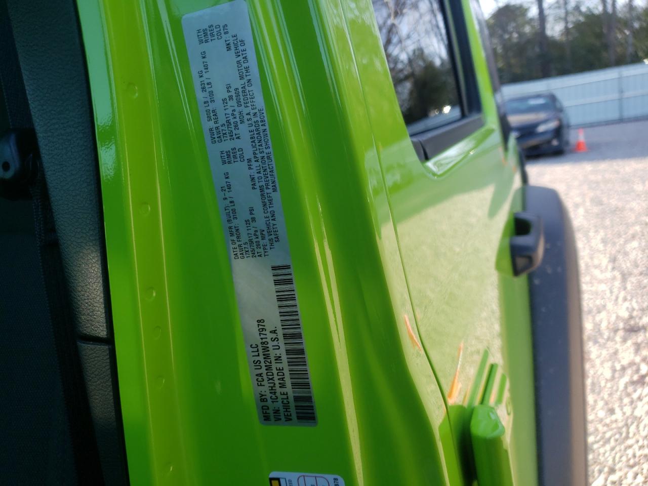 Photo 10 from auction – 2021 JEEP WRANGLER U with VIN 1C4HJXDM2MW817978