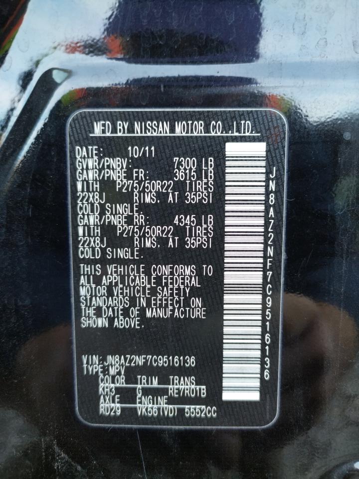 Photo 10 from auction – 2012 INFINITI QX56 with VIN JN8AZ2NF7C9516136