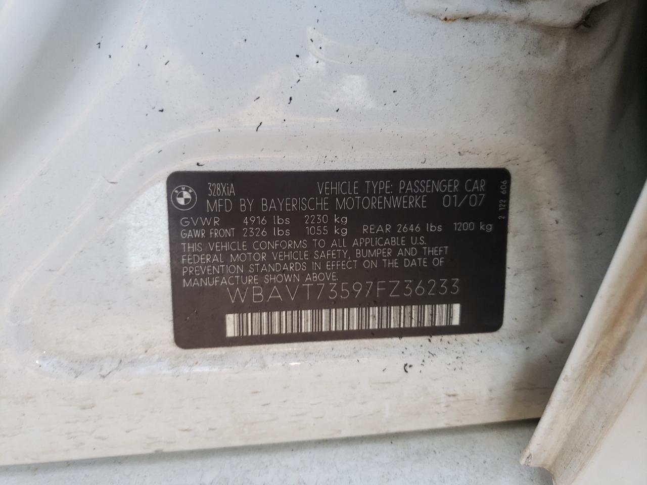 Photo 10 from auction – 2007 BMW 328 XIT with VIN WBAVT73597FZ36233