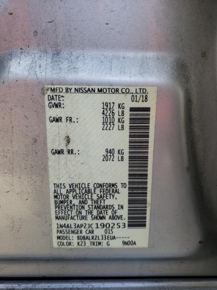 Photo 10 from auction – 2018 NISSAN ALTIMA 2.5 with VIN 1N4AL3AP2JC190253