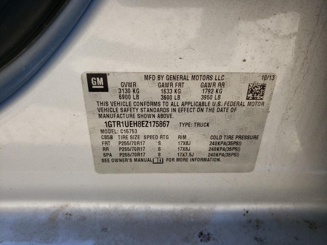 Photo 10 from auction – 2014 GMC SIERRA C15 with VIN 1GTR1UEH8EZ175867